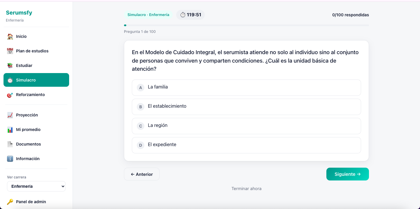 Simulacro en Serumsfy